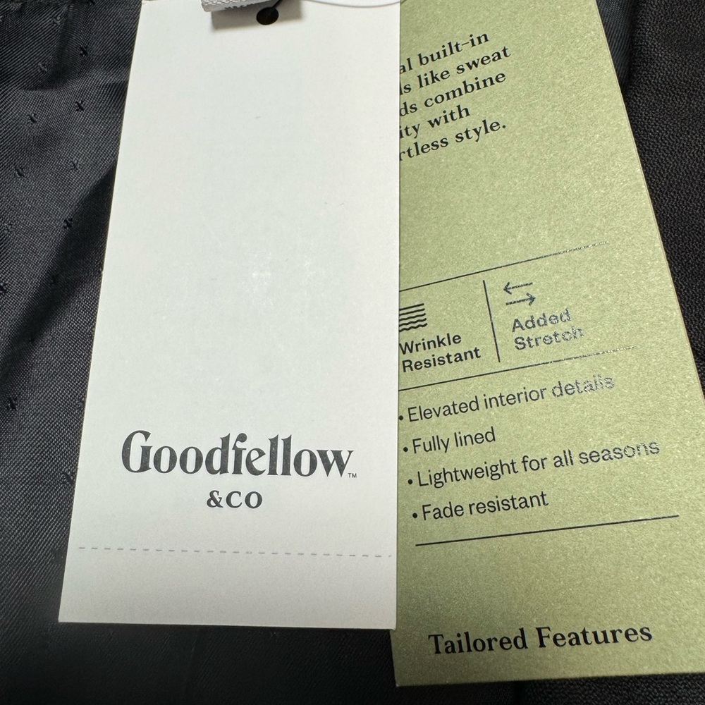 Goodfellow & Co Navy Sport Coat Modern Tailored Fit Wool Blend Suit Jacket - 46S - Picture 7 of 9